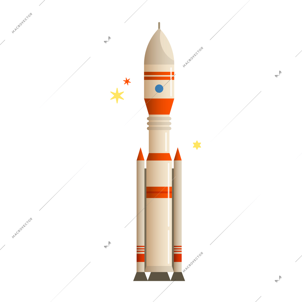 Space composition with isolated image of rocket ready for launch with stars vector illustration