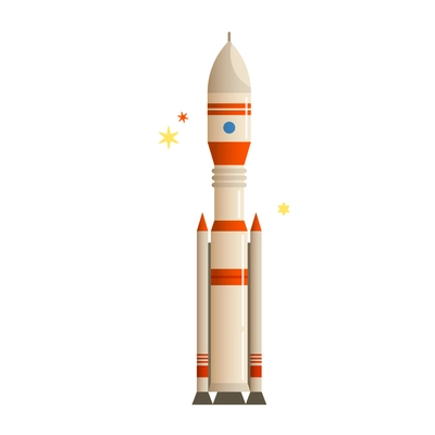 Space composition with isolated image of rocket ready for launch with stars vector illustration