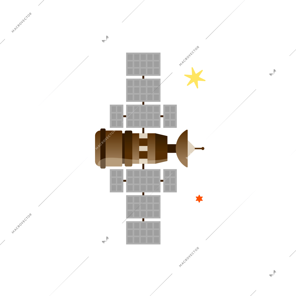 Space composition with isolated image of artificial satellite with stars vector illustration