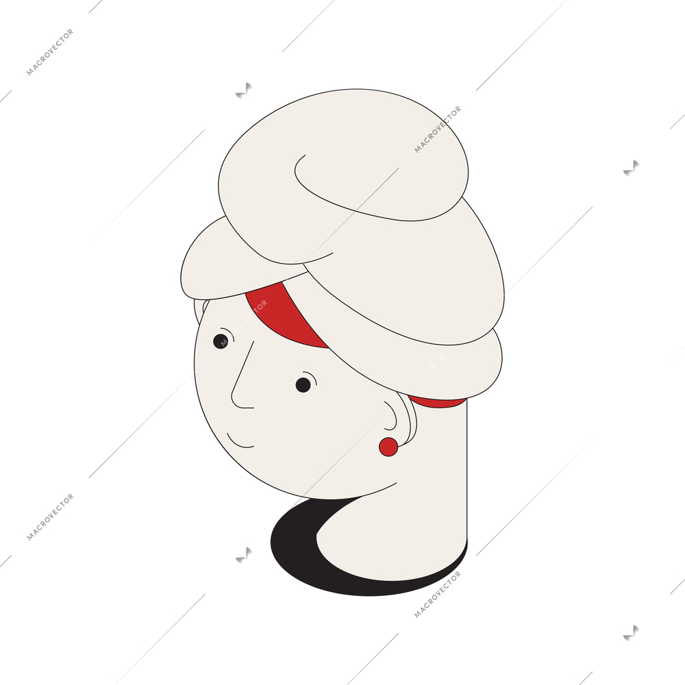 Hair problems isometric composition with isolated image of female head with hair covered in towel vector illustration