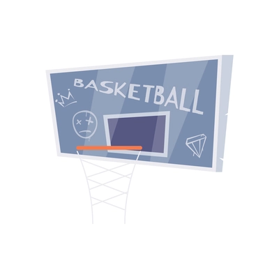 Leisure man flat composition with isolated image of basketball basket covered with graffiti vector illustration