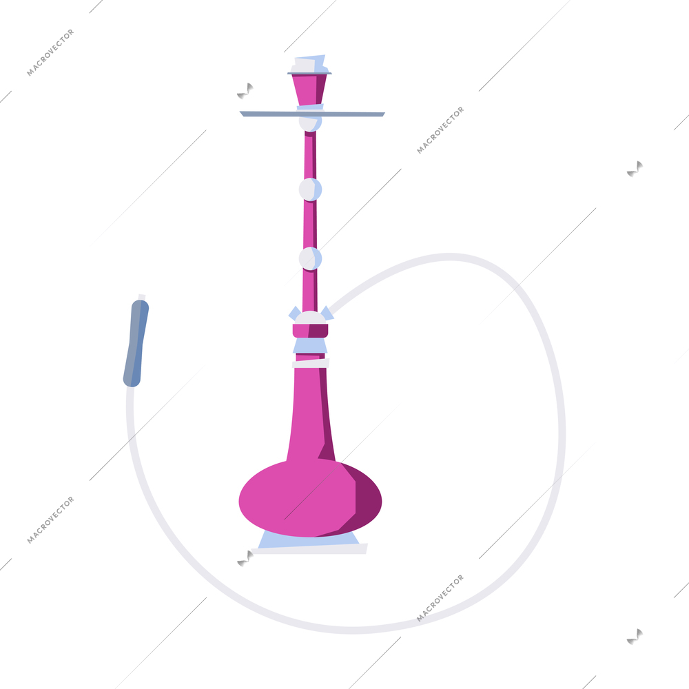 Night club flat composition with isolated image of hookah with flexible pipe vector illustration