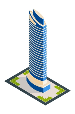 Isometric city skyscraper composition with isolated image of modern urban architecture tall building on blank background vector illustration