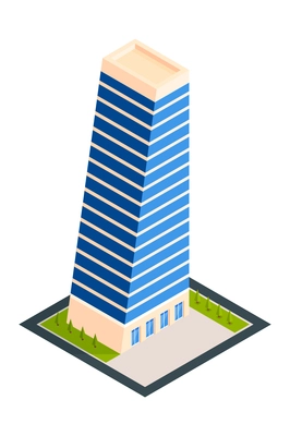 Isometric city skyscraper composition with isolated image of modern urban architecture tall building on blank background vector illustration