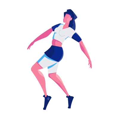 Night club flat composition with isolated character of dancing woman vector illustration