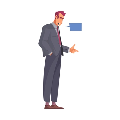 Law justice composition with male attorney pointing finger with thought bubble vector illustration