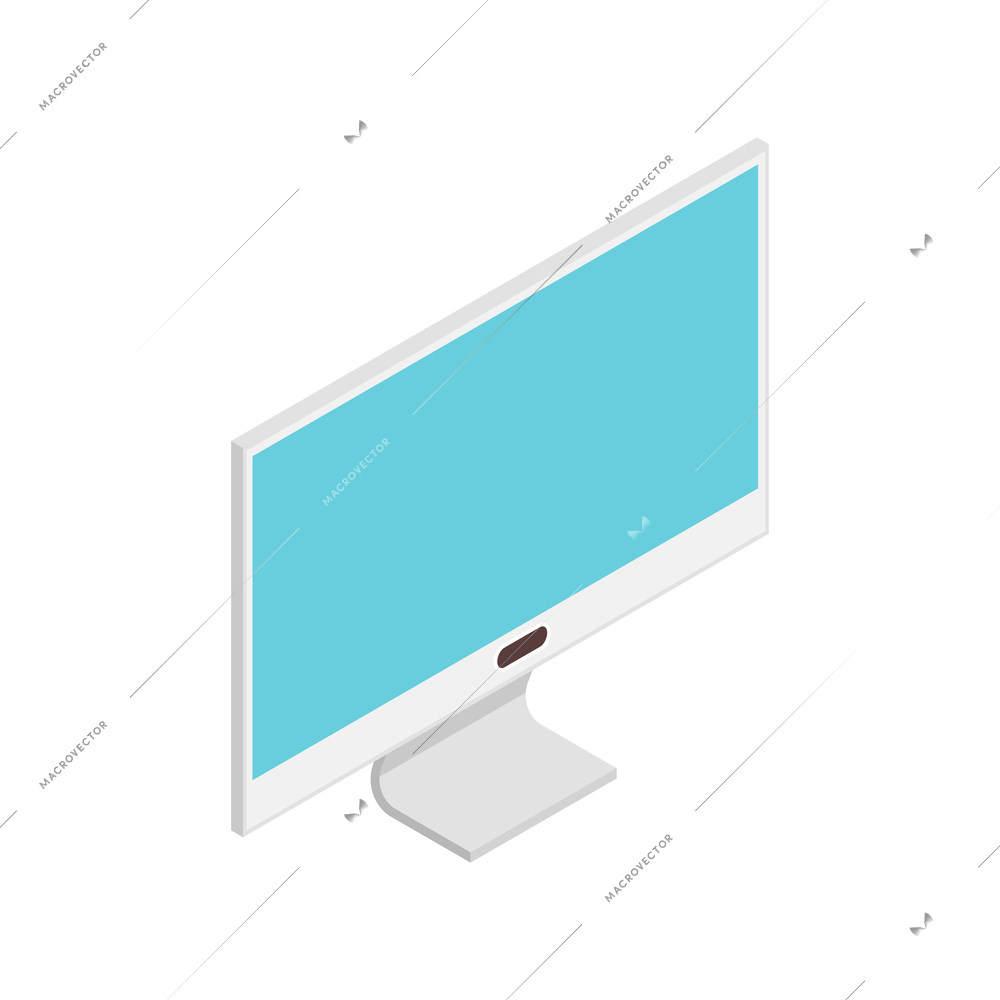 Isometric children room composition with isolated image of desktop computer screen vector illustration