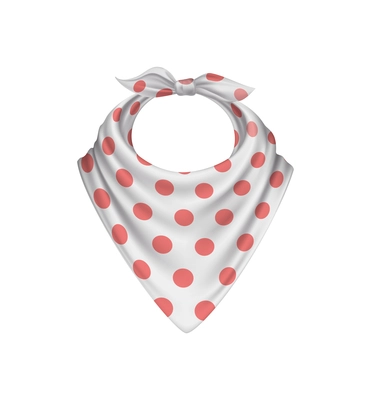 Bandana scarf buff handkerchief realistic composition with isolated image with red on white polkadot pattern vector illustration