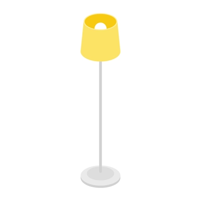 Isometric children room composition with isolated image of floor lamp with shade on tall stand vector illustration