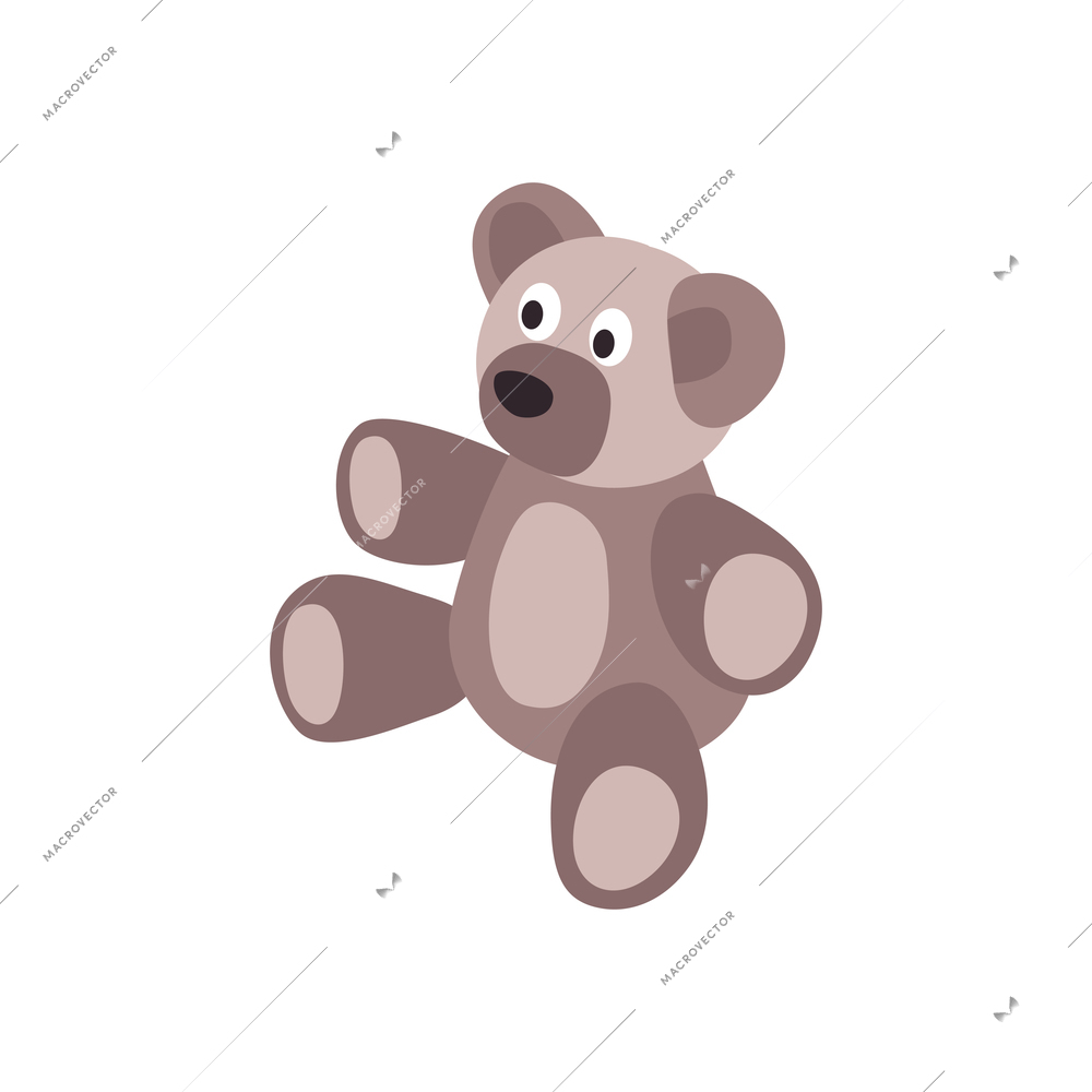 Isometric children room composition with isolated image of soft toy with teddy bear vector illustration
