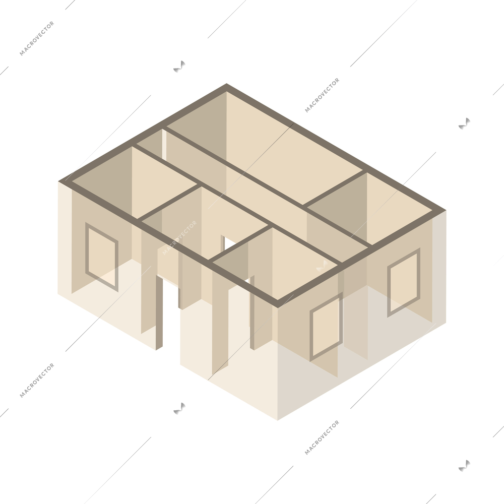 Isometric architect designer professional composition with profile view 3d overview of house project vector illustration