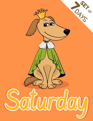 Saturday dog weekdays hipster vector illustration calendar set