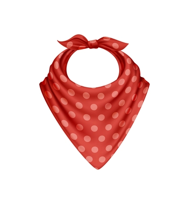 Bandana scarf buff handkerchief realistic composition with isolated image with red polkadot pattern vector illustration