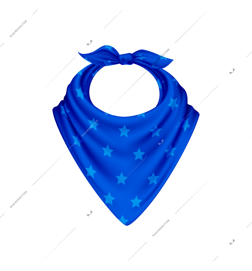 Bandana scarf buff handkerchief realistic composition with isolated image with blue polkadot pattern vector illustration