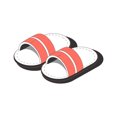 Sauna bath spa isometric composition with isolated image of sauna slippers pair vector illustration