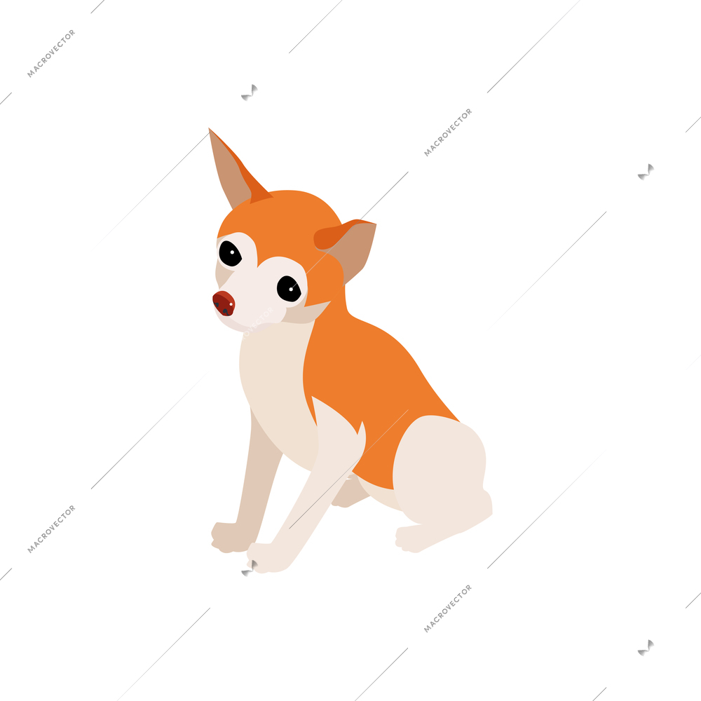 Isometric dog sitter walker service composition with isolated image of puppy vector illustration