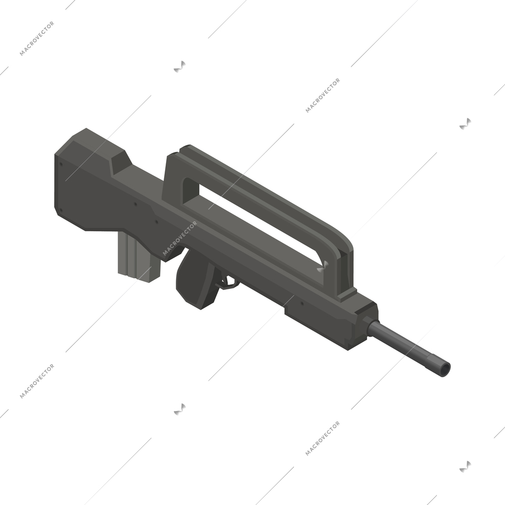 Army weapons isometric composition with isolated image of long range rifle vector illustration