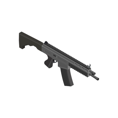 Army weapons isometric composition with isolated image of carbine rifle vector illustration