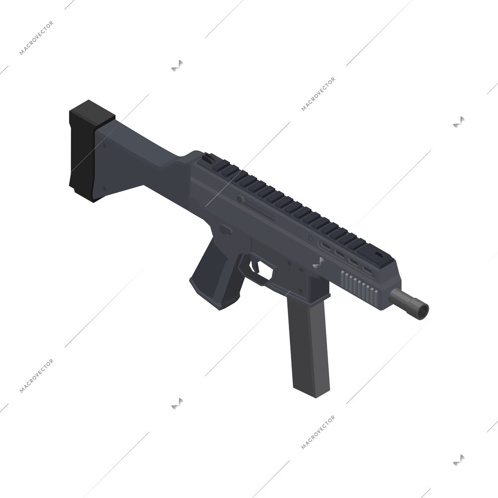 Army weapons isometric composition with isolated image of air burst rifle vector illustration