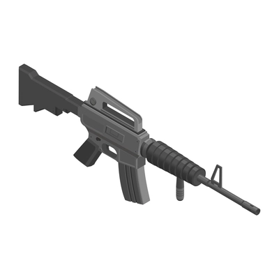 Army weapons isometric composition with isolated image of army carbine vector illustration