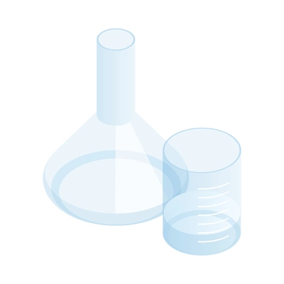 Microbiology biotechnology isometric composition with images of lab glass and flask vector illustration