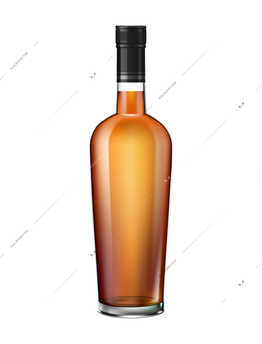 Brandy cognac whiskey glass bottles composition of realistic cylinder shaped bottle with brown liquid vector illustration
