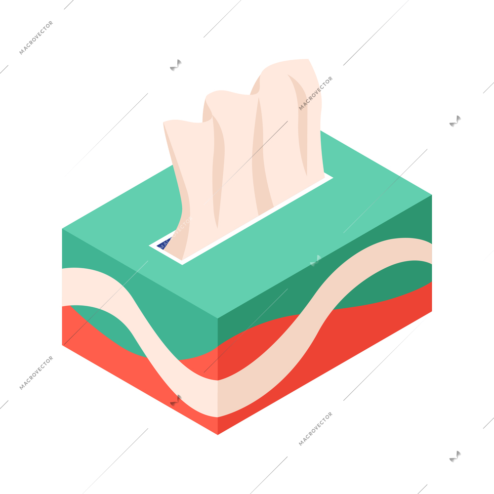 Isometric cold flu virus sick people composition with pack of napkins vector illustration