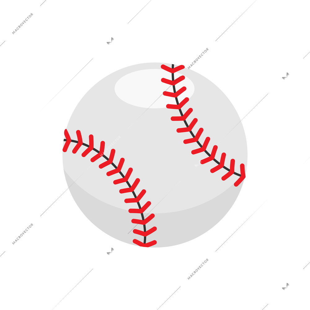 Isometric sport baseball composition with isolated image of ball vector illustration