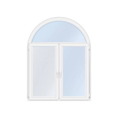 Windows realistic composition with isolated image of white window with arch shaped top vector illustration