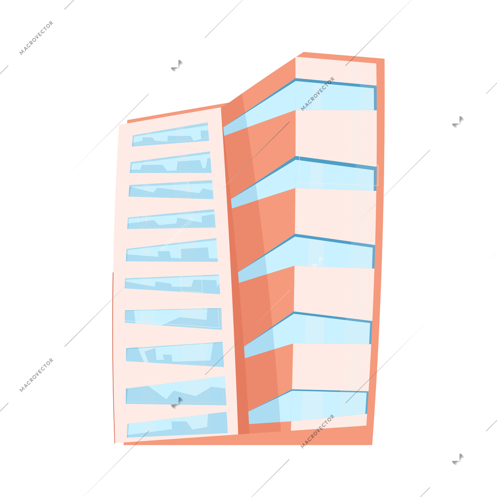 New buildings composition with isolated image of cartoon style skyscraper vector illustration