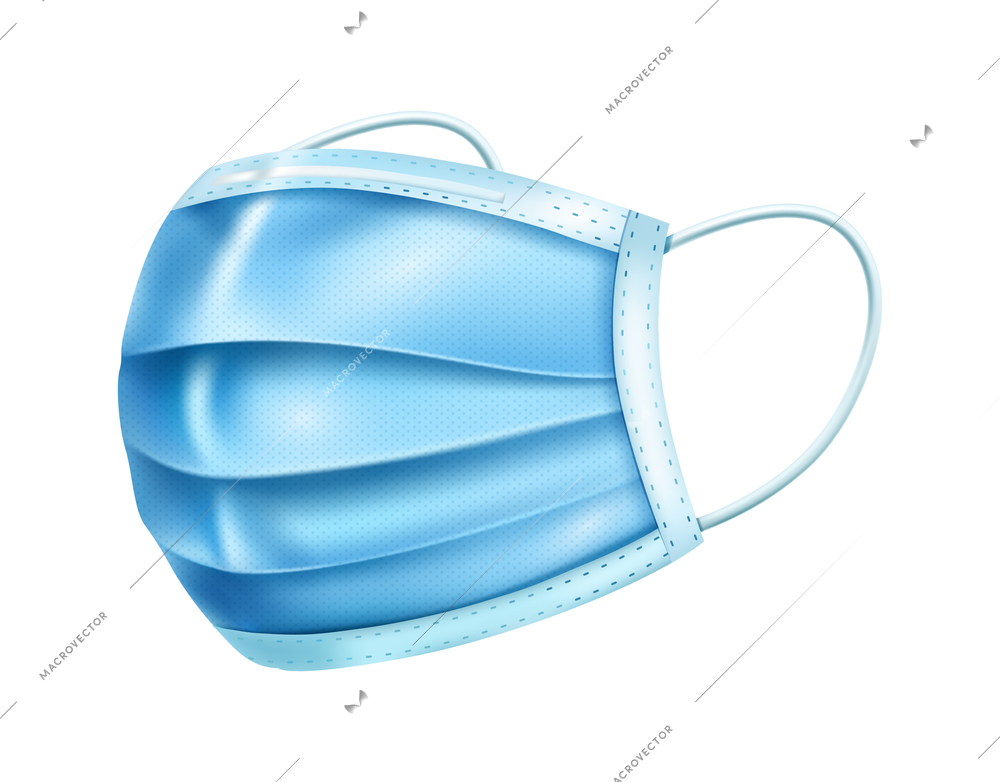 Realistic medical mask transparent composition with isolated image of personal protection mask vector illustration