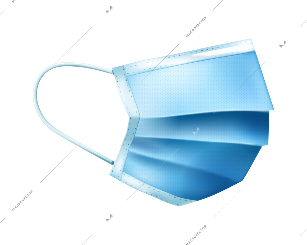 Realistic medical mask transparent composition with isolated image of personal protection mask vector illustration