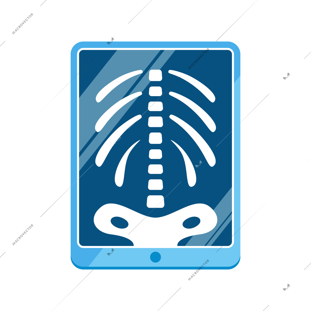 Digital medicine composition with isolated image of skeleton radiogram on tablet screen vector illustration