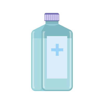 Hand hygiene flat composition with isolated image of bottle with disinfectant vector illustration