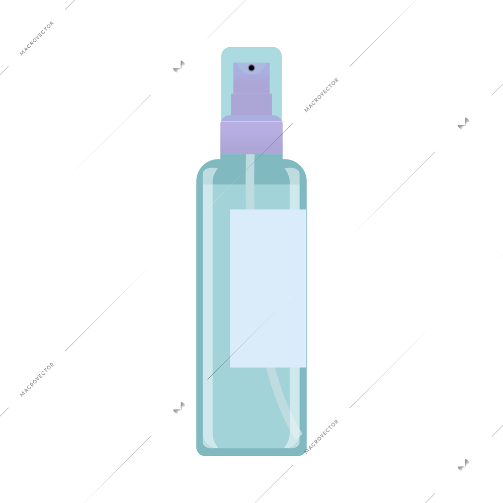 Hand hygiene flat composition with isolated image of bottle with spray cap vector illustration