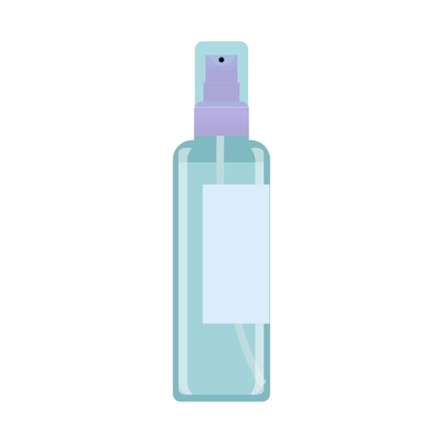 Hand hygiene flat composition with isolated image of bottle with spray cap vector illustration