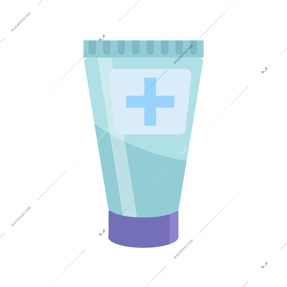 Hand hygiene flat composition with isolated image of tube with disinfecting gel cream vector illustration