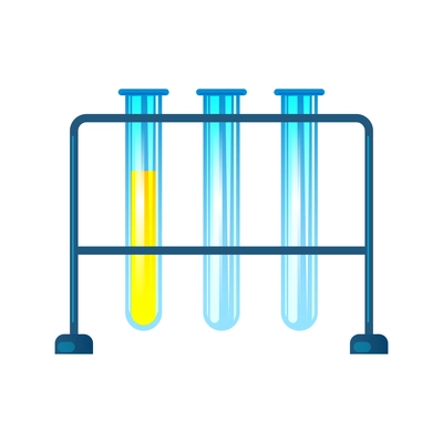 Chemistry laboratory composition with isolated images of test tubes on rail stand vector illustration