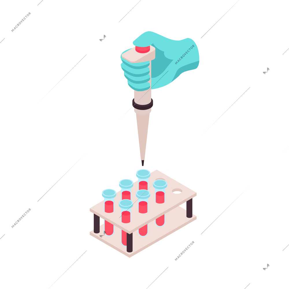 Isometric vaccination color composition with human hand holding dropper and pack of vaccine tubes vector illustration