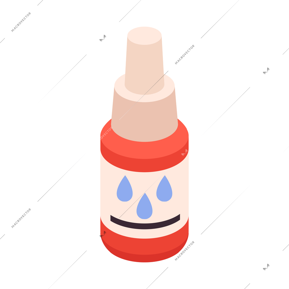 Isometric cold flu virus sick people composition with glass vial with cure drops vector illustration