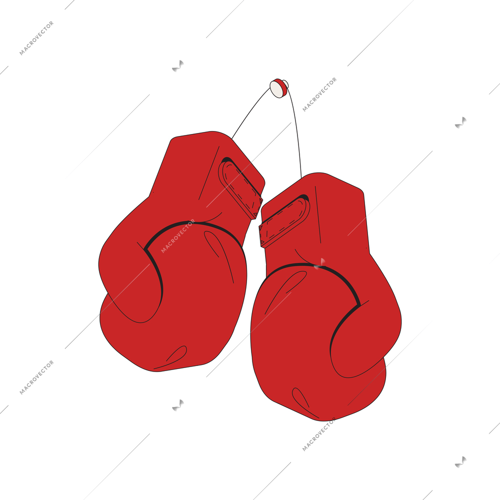 Boxing isometric composition with isolated image of boxing gloves vector illustration