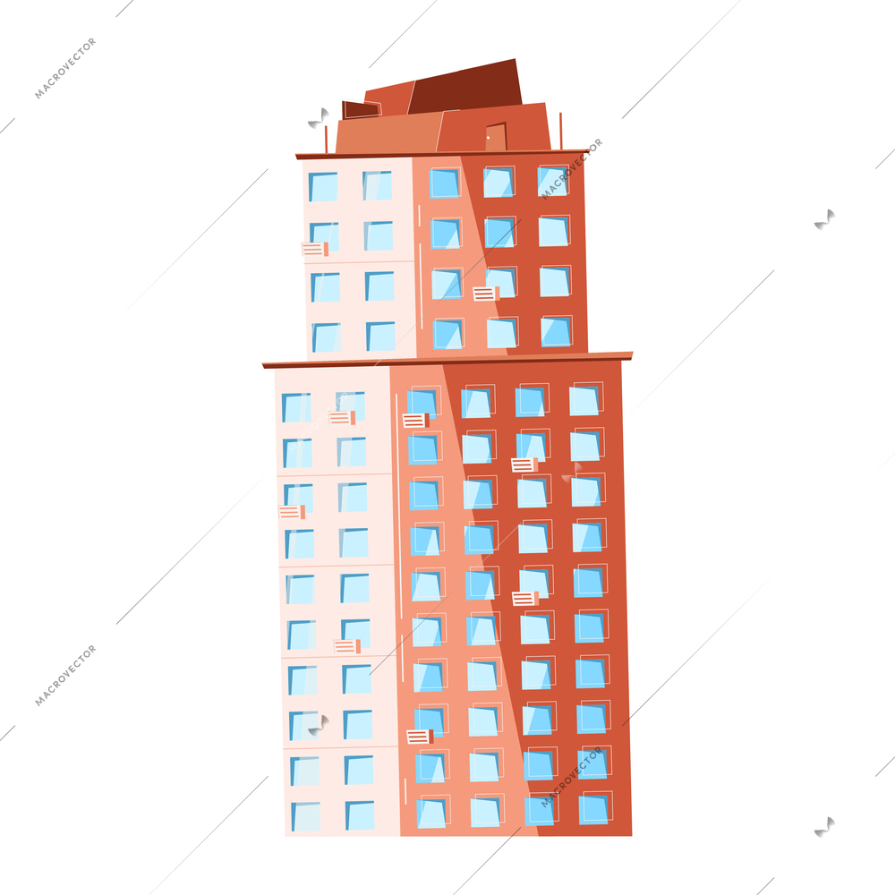 New buildings composition with isolated image of newly built apartment house vector illustration
