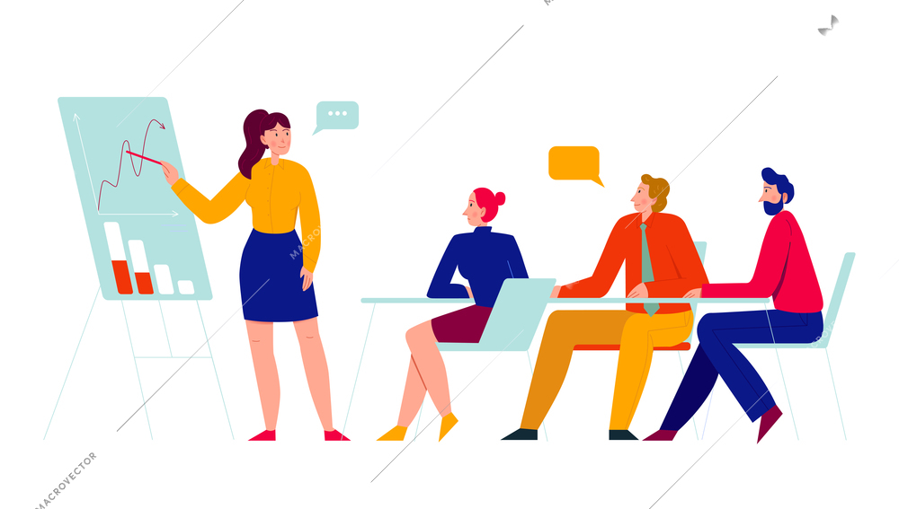Office people composition with view of business meeting with colleagues vector illustration