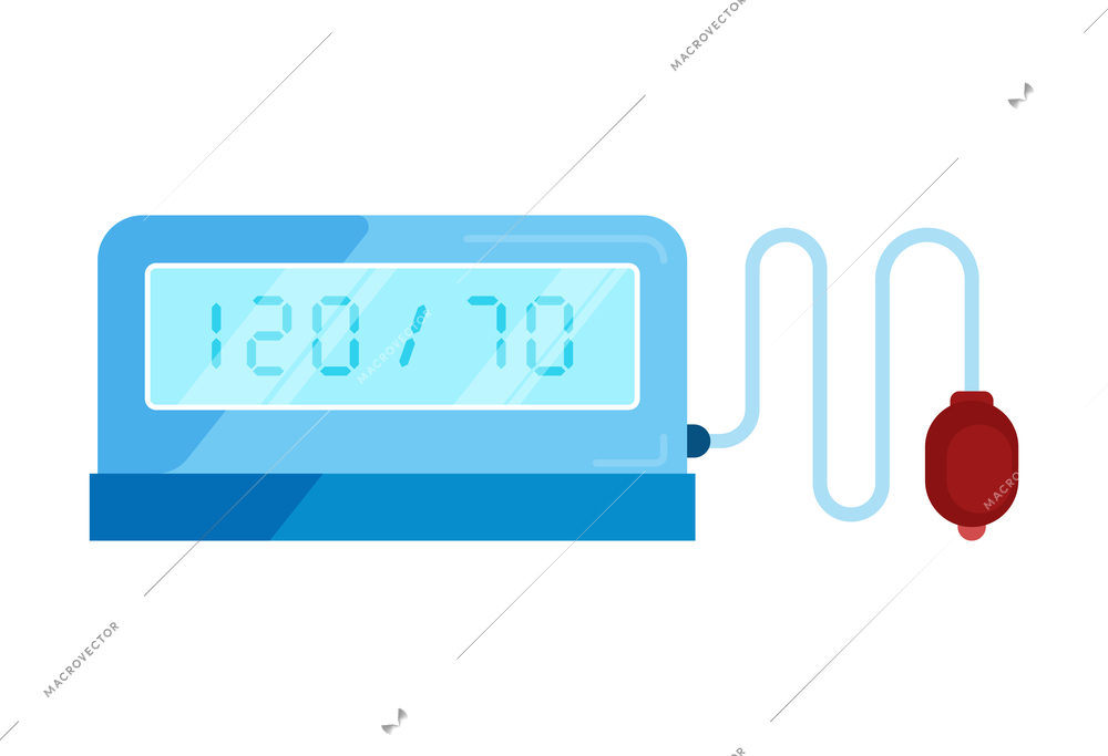 Digital medicine composition with isolated image of electronic unit for measuring blood pressure vector illustration