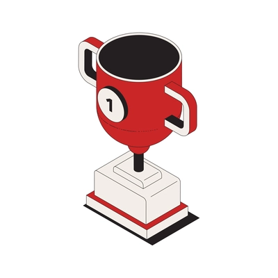 Boxing isometric composition with isolated image of cup trophy award vector illustration