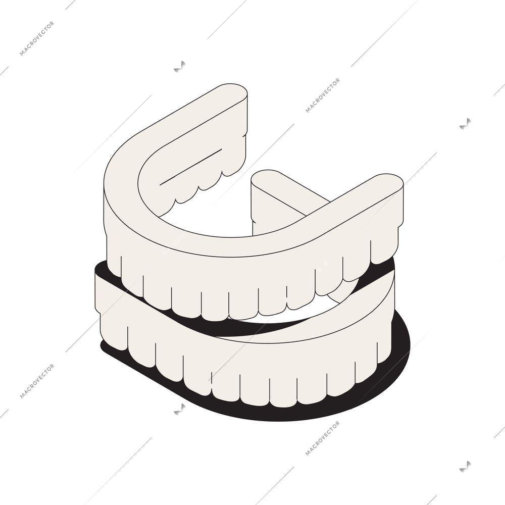 Boxing isometric composition with isolated image of pair of boxers jawbones vector illustration