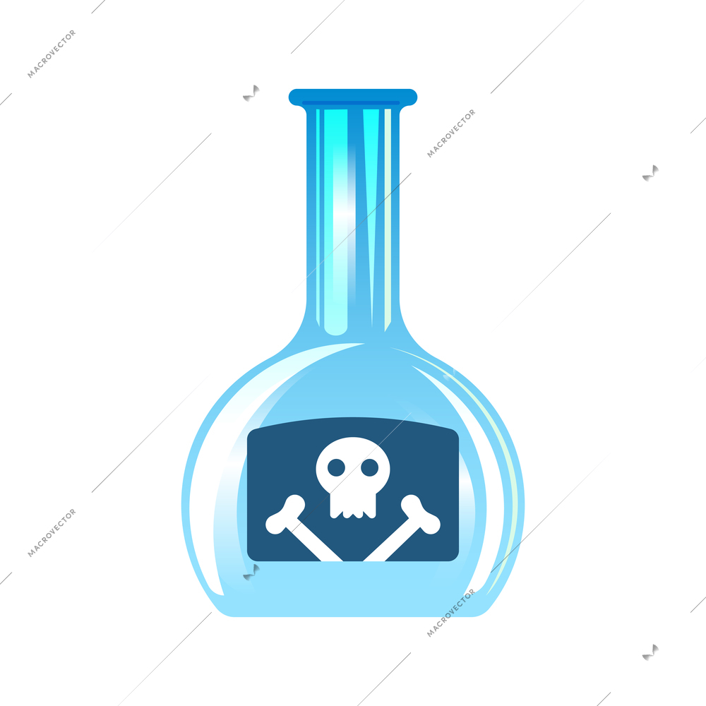 Chemistry laboratory composition with isolated image of glass flask with skull and bones symbol vector illustration