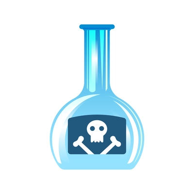 Chemistry laboratory composition with isolated image of glass flask with skull and bones symbol vector illustration