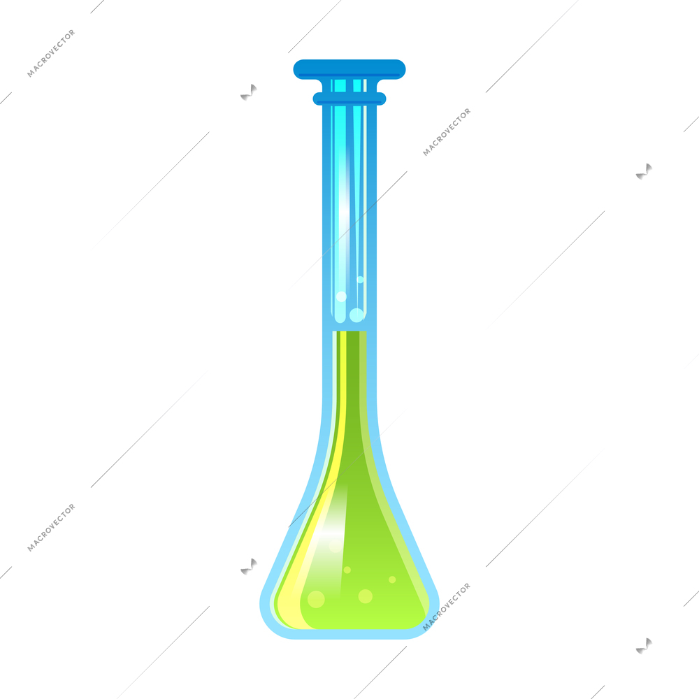 Chemistry laboratory composition with isolated image of high glass vial vector illustration