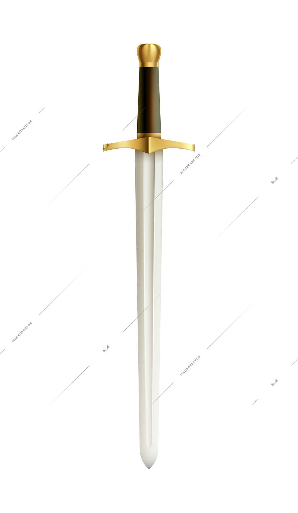 Swords composition with isolated image of medieval sword with royal handle vector illustration